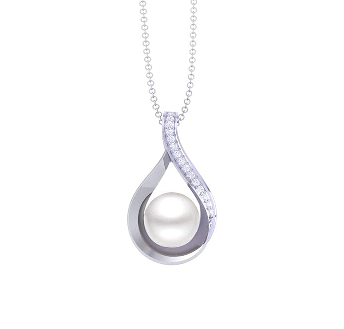 Clara 92.5 Sterling Silver Real Pearl Pendant with Chain | Gift for Women and Girls