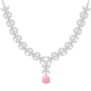 Silver Zircon Studded Magical Drop Necklace