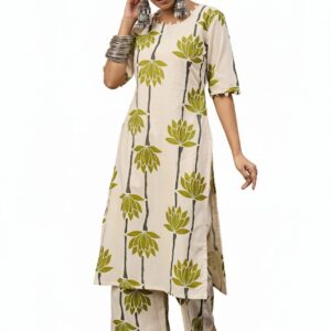 Women Anarkali Dress Printed Cotton Ethnic Wear for Daily and Festive Use | Ankle Length Casual Kurti with Flared Silhouette | V Neck Half Sleeve | Regular Fit Traditional Indian Outfit for Women