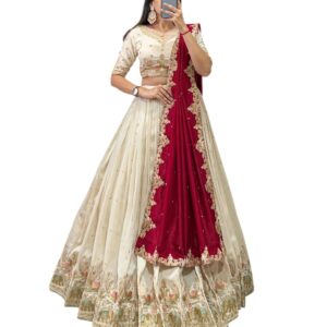 JULEE Women's Vichitra Embroidered Semi-Stitched Lehenga Choli (Sonpari LH-New)