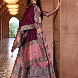 PURVAJA Women Faux Silk Semi-Stitched Lehenga Choli Set