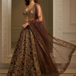 Zeel Clothing Women's Sequins Embroidered Soft Net Lehenga Choli With Dupatta