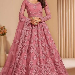 ZAALIMA FASHION Women's Semi Stitched satin blend Lehenga Choli with Embroidered Pattern Unstitched Blouse and Dupatta Set | Women's Lehenga Cholis