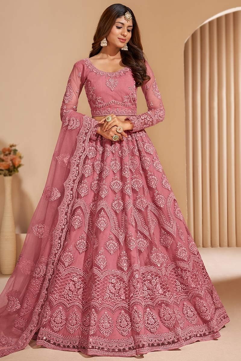 ZAALIMA FASHION Women's Semi Stitched satin blend Lehenga Choli with Embroidered Pattern Unstitched Blouse and Dupatta Set | Women's Lehenga Cholis