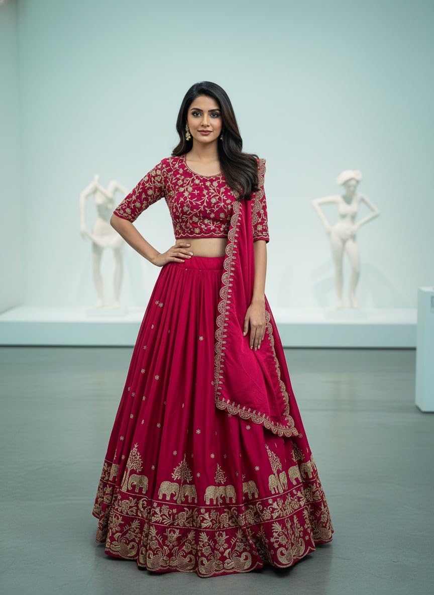 Embroidered Lehenga Choli with Dupatta For Women’s | Traditional Ethnic Wear for Wedding & Festive Occasions |