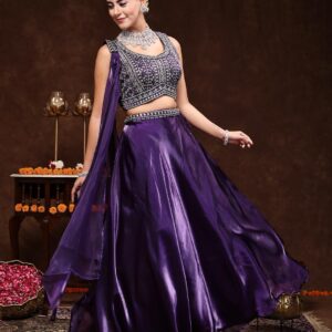 Stylum Women's Embroidered Readymade Silk Lehenga Choli With Dupatta