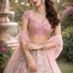 Lehenga Choli Draped Lehenga Saree Set For Womens And Girls Ready To Wear Hevay Chinon Fabric With Work Multi Thread Embroidery Work