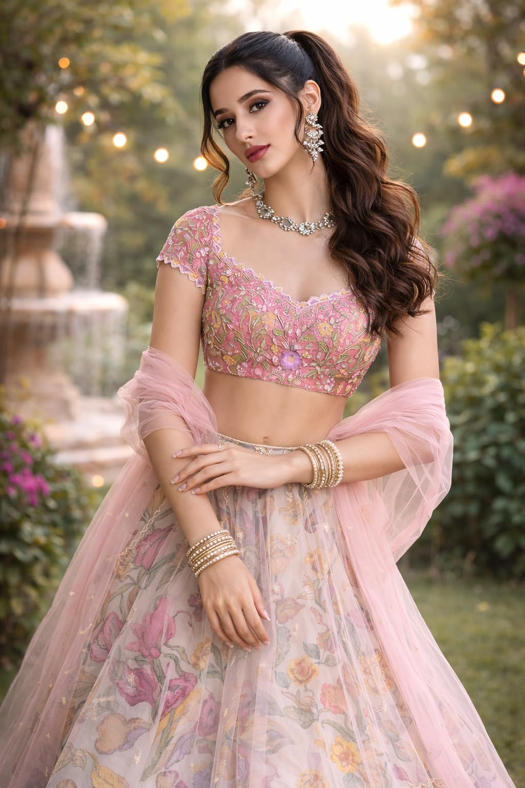 Lehenga Choli Draped Lehenga Saree Set For Womens And Girls Ready To Wear Hevay Chinon Fabric With Work Multi Thread Embroidery Work