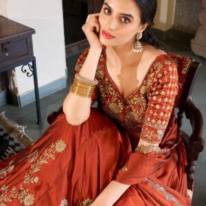 Women's Orange Sequence Embroidery Work Silk Semi-Sttiched Lehenga Choli-JH290ORG