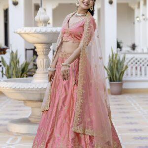 TRENDMALLS Women's Satin Embroidery Sequence Work Lehenga Choli Set with Dupatta For Women SemiStitch | Stylish Wedding Lehenga Choli for women